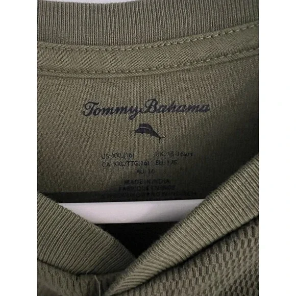 Tommy Bahama Boys Cotton Henley Jersey Long Sleeve Shirt XXL Olive Size 16 - Picture 4 of 5